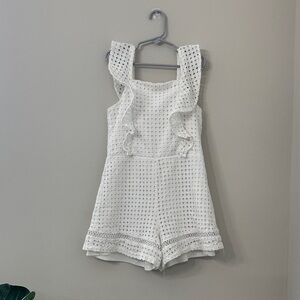 GB Girls White Eyelet Ruffle Romper